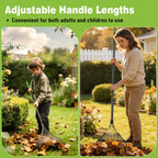 Altdorff Garden Leaf rake, 6FT Rake for Lawns Lightweight 22 Metal Tines 16.3 inch Wide, Adjustable Steel Handle, Rakes for Leaves, Gathering Shrub, Grass, Weeds, Debris,Yard