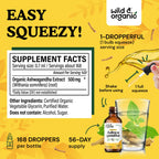 Wild & Organic Ashwagandha Drops - Mood Support & Positive Energy - 500 mg Ashwagandha for Women & Men - Add to Tea Liquid Extract for Relaxation - Non-GMO, Sugar & Alcohol-Free Tincture - 4 fl oz
