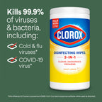Clorox Disinfecting Cleaning Wipes for Spring Cleaning & Allergy Season, Bleach Free, Fresh Scent and Crisp Lemon, 75 Count Each, Pack of 2