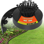 40FT Landscape Edging No-Dig, 2 Inch Tall Heavy Duty Plastic Garden Edging Border with 40 Anchoring Spikes for Lawn, Flower Bed & Decorative Yard
