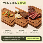 ROYAL CRAFT WOOD Wooden Cutting Boards for Kitchen Appliances - Non Toxic Bamboo Wood Cutting Board Set with Deep Juice Groove, Side Handles, Charcuterie & Butcher Block for Meat, Meal Prep & Serving