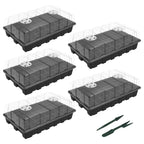 Gardzen 5-Set Seed Starter Tray Kits, Durable Plant Germination Trays with Humidity Vented Domes and Bases, Ideal for Seed Starting, Indoor Gardening, and Greenhouse (Total 200 Cells)