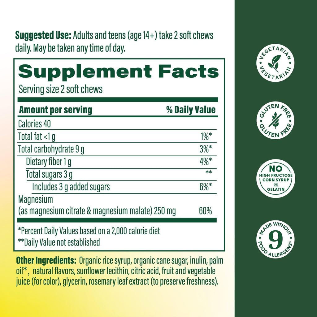 MegaFood Relax + Calm Magnesium Complex with Magnesium Citrate & Malate for Heart Health, Muscle Tension & More – Doctor Formulated - Vegetarian – Strawberry Flavor - 30 Soft Chews (2 Pack)