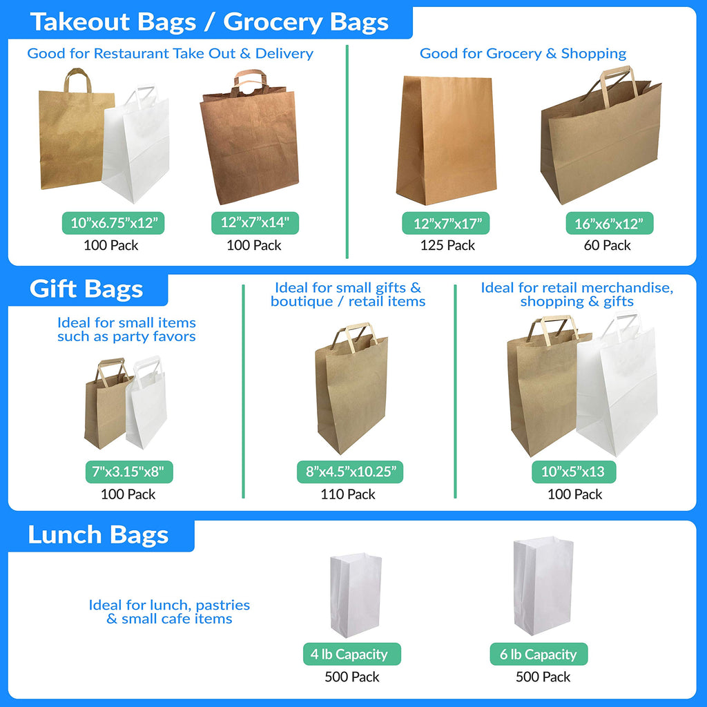 Reli. White Paper Bags | 500 Count Paper Lunch Bags