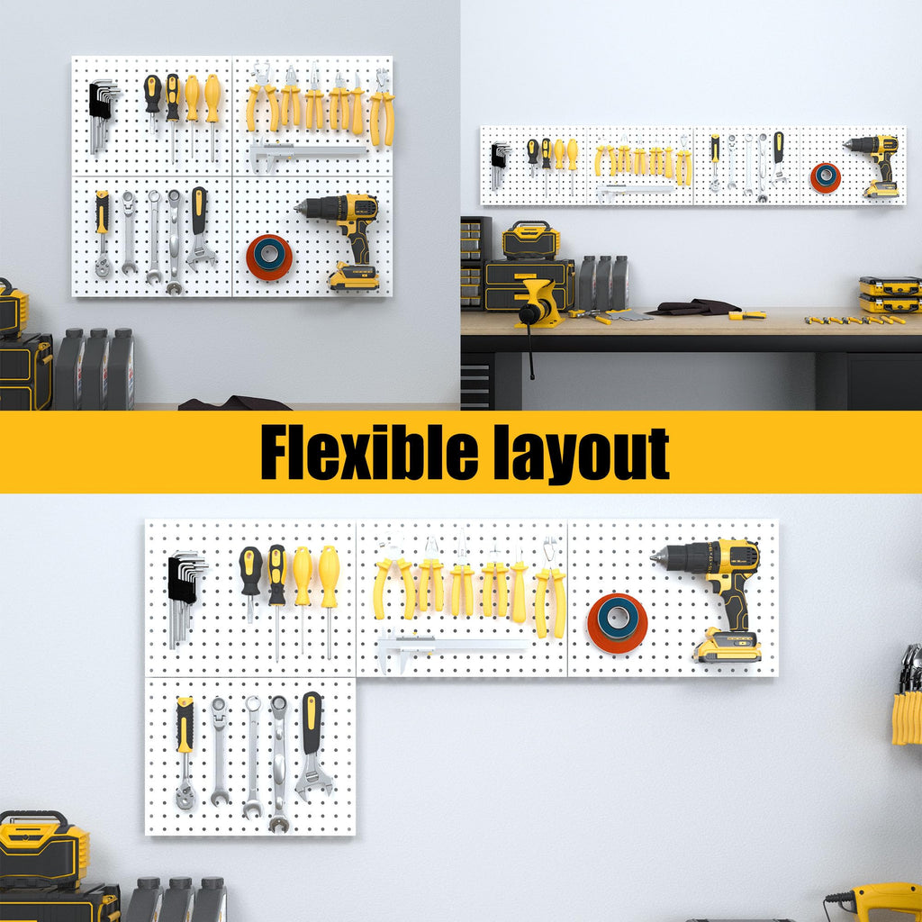 Spampur Peg Board, 4 Pack Metal Pegboard Panels with 50 Hooks
