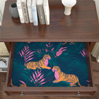 BOKEBEVE Tropical Contact Paper Tiger Wallpaper Peel and Stick Vintage Animal Wall Paper for Bedroom Bathroom Drawer Counter Cabinet Renter Friendly 17.5 x 78.5In