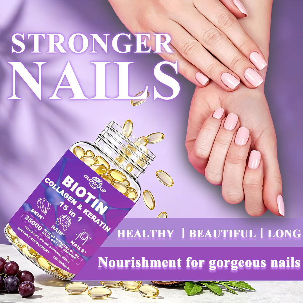 Biotin for Hair Growth Women Men, Biotin and Collagen Supplements Softgels