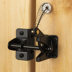 HILLMASTER Self Locking Gate Latch for Wooden Fence with Steel Spring Cable Pull,Heavy Duty Gravity Fence Latch for Metal Gates,Vinyl Fence,Gate Hardware Gate Door Lock for Outdoor Pool,Black Finish