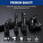 WORKPRO 18-Piece Impact Socket Extension Set, Includes Socket Adapters, Ratchet Extension Set, Swivel Universal Joints and Impact Coupler, 1/4", 3/8" & 1/2" Drive