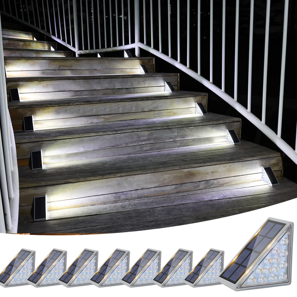 VOLISUN Solar Stair Lights 8 Pack, Solar Step Lights Waterproof IP67, Outdoor Step Light with 13 LEDs, Outdoor Lighting Decor for Yard Stair, Patio, Front Step, Front Porch and Deck(Cool White)