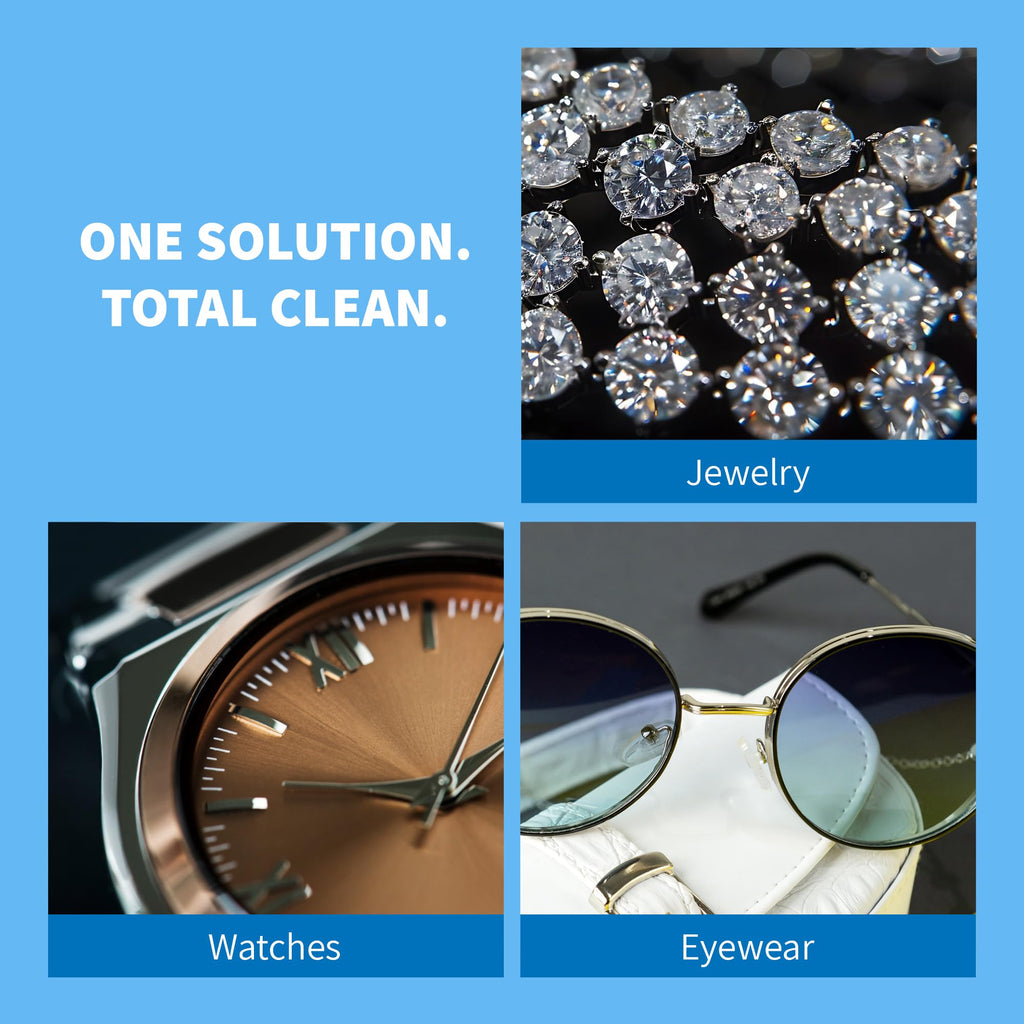 iSonic Ultrasonic Jewelry & Eyeglass Cleaner Solution Concentrate - Professional Cleaning Liquid for Ultrasonic Machine - Clean Gold, Silver, Diamond, Watch, Glasses, Eye Wear, 8-oz