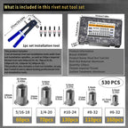 ASKWAY SAE Pressure Rivet Nut Tool Kit 530pcs, Aluminum Rivet Nut inch