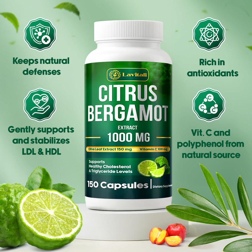 25x Concentrated Citrus Bergamot Extract Capsules, 150 Veggie Capsules, Citrus Bergamot 1000mg Capsules, Non-GMO, Gluten-Free, All Natural, Vegetarian Capsules