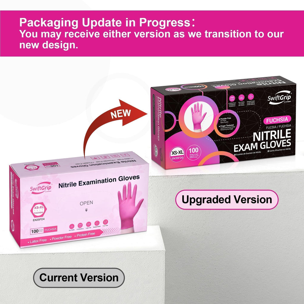 SwiftGrip Pink Gloves Powder-Free Nitrile Gloves, 100ct Box - 3-Mil, Gloves Disposable Latex Free, for Kitchen, Cleaning, Estheticians, Hair Stylist - Pink/Fuchsia(Small)
