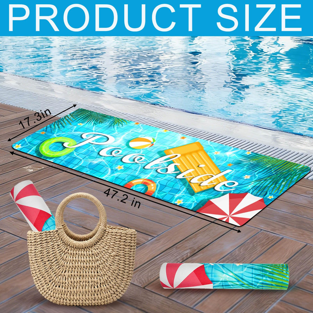 Poolside Rubber Drainage Mat, 17.3" x 47.2" Non-Slip Heat Resistant Outdoormat, Durable Quick Drain Pool Deck Mat for Patio, Bathroom, Garden, Indoor & Outdoor Use