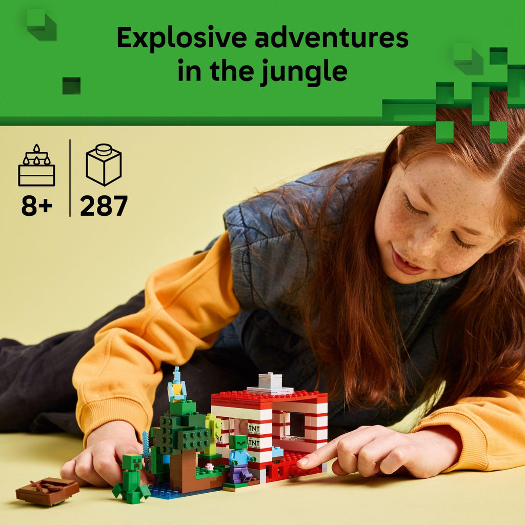 LEGO Minecraft The TNT Jungle House Kids Toy for Pretend Play - Collectible Minecraft Toy - Building Set for Boys and Girls 8+ - Gift Idea for Birthdays and Video Game Fans - 21275
