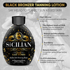 The Sicilian 200X Dark Black Bronzer Tanning Lotion - BEST for Glowing Skin - Gradual Bronzing & Sunless Self Tanner Lotion - Luxurious Sunless Body Tanning Lotion Nourishes Skin