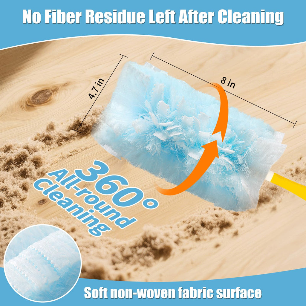 Senowi 50 Count 360° Heavy Duty Duster Refills Compatible with Swiffer, Larger -Extra Thick Electrostatic Disposable dusters Refill for Electronics, Furniture, Blinds, Ceiling Fans, Unscented