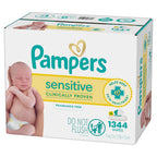Pampers Sensitive Baby Wipes, Unscented, Fragrance Free, Clinically Proven, Water Based, Hypoallergenic, Multi-Use, Hand Wipes, 1344 Wipes Total (24X Flip-Top Packs)