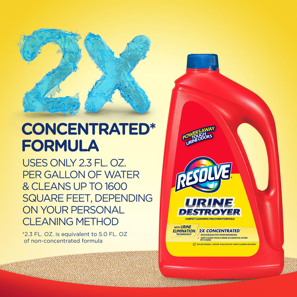 Resolve Urine Destroyer Carpet Cleaning Machine Formula, Safe for Bissell, Hoover & Rug Doctor, Carpet Cleaner, Carpet Cleaner Solution, 96 OZ