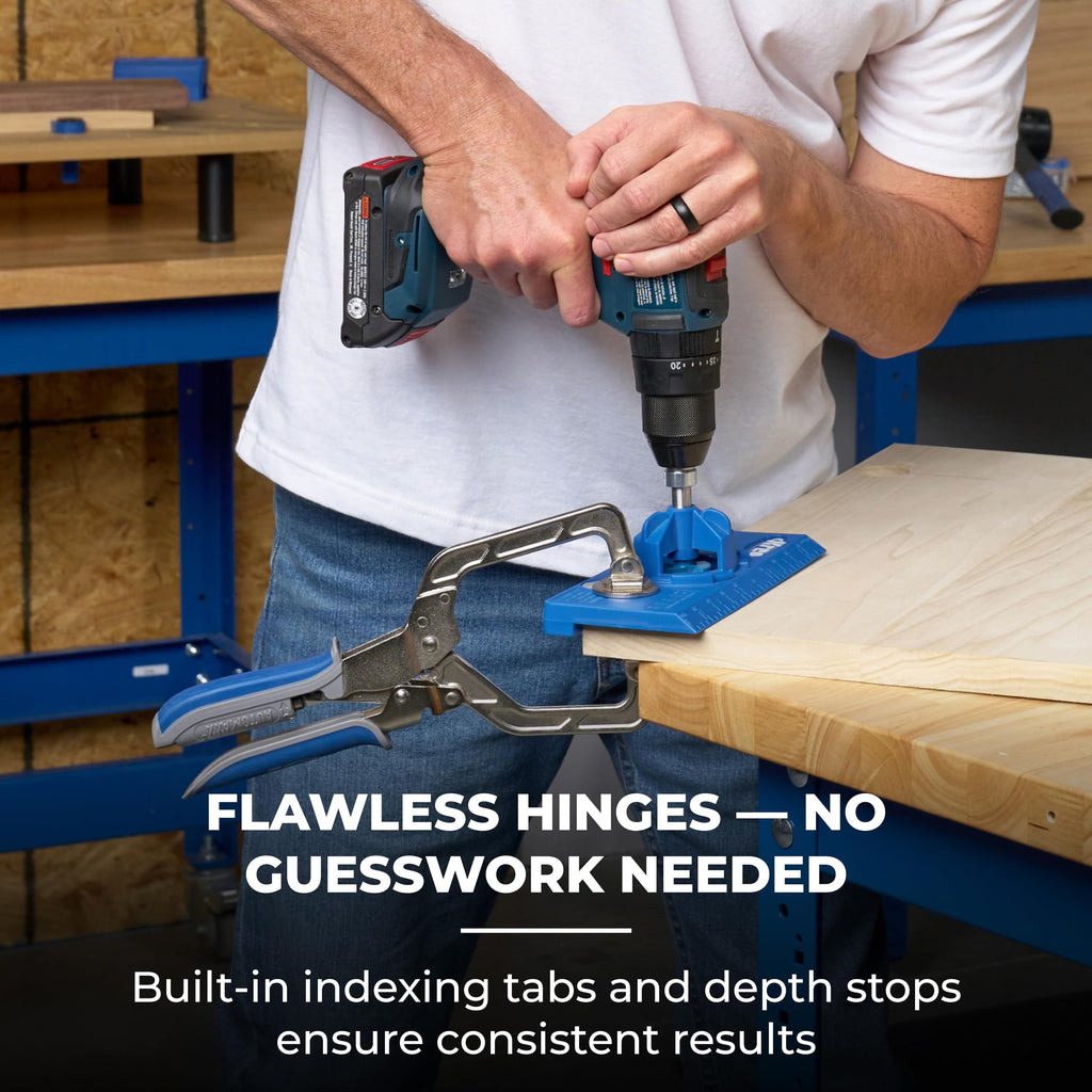 Kreg Concealed Hinge Jig - 35mm Cup Drilling Jig - Adjustable Cabinet Door Installation Tool - KHI-Hinge