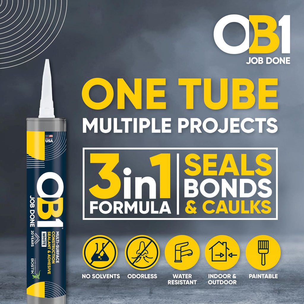 OB1 Universal Caulk Sealant & Adhesive White 10.1oz - 1 Cartridge