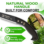 Saboten Japanese Pruning Saw 9.4 in (240mm) – Fluorine-Coated High-Carbon Steel Blade, 7.5mm Tooth Pitch, Smooth Pull Cuts, Wooden Handle, Wood Sheath Included, Made in Japan