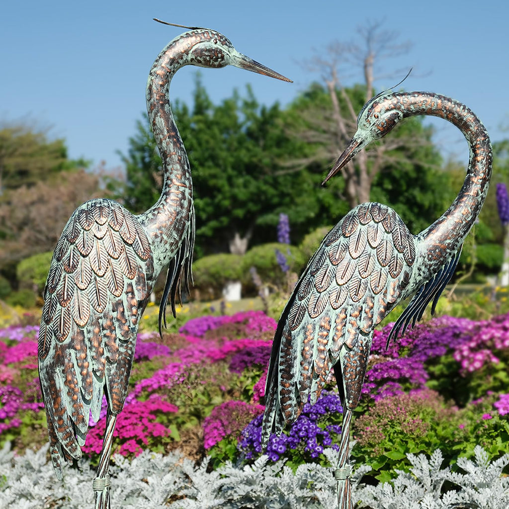 Kircust Garden Crane Statues Metal Heron Outdoor Statue, 46 Inch