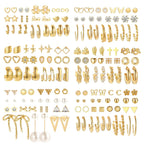 82 Pairs Gold Earrings for Women Trendy, Pearl Bow Small Hoop Stud Earrings Pack, Earring Set Multiple Piercing for Birthday Party Gift