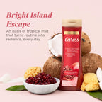 Caress Tahitian Pomegranate & Coconut Milk Exfoliating Scrub Body Wash with Hyaluronic Acid & Vitamin B3 for Moisturized, Silky Soft Skin, Long-Lasting Fragrance, 20 fl oz (4 Pack)