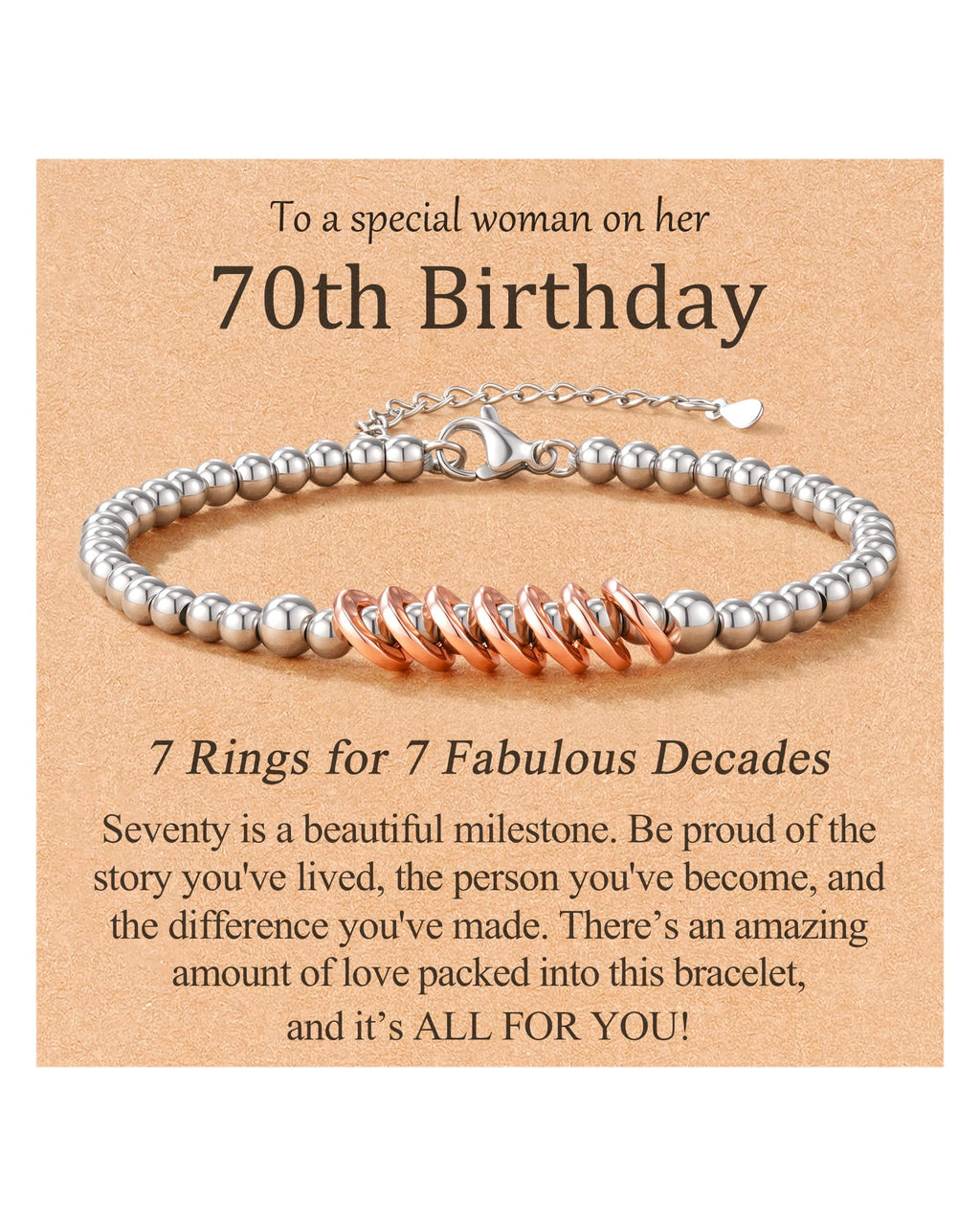 70th Birthday Gifts for Women Her, Happy 70th Birthday Bracelet Decorations