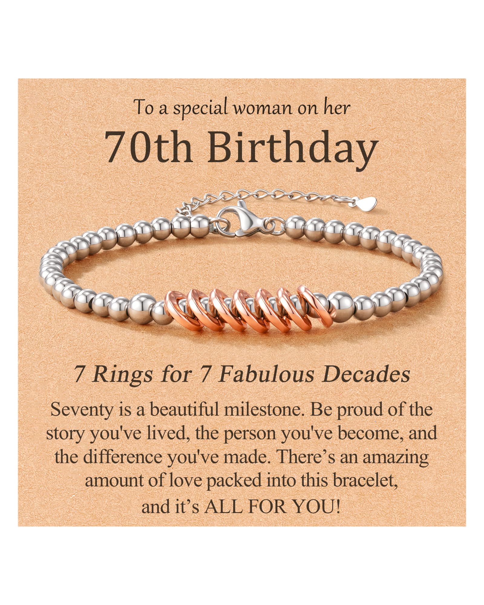 70th Birthday Gifts for Women Her, Happy 70th Birthday Bracelet Decorations