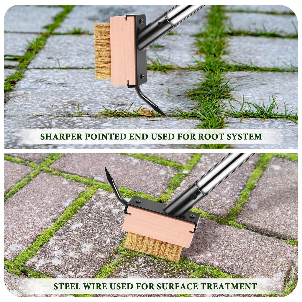 MUDEREK Crack Weeder Tool - Weed Puller Tool with 2 Heads and Scraping Hook