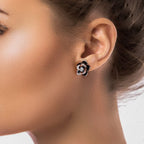14K Gold Rose Flower Sterling Silver Stud Earrings For Women Dainty Rose Gold Pearl Earrings Hypoallergenic Earrings Cute Studs For Her Nickel Free