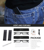 2 Pack Ultra Thin Lightweight Folding Reading Glasses Women Men TR90 Blue Light Blocking Anti UV/Eyestrain Foldable Compact Computer Readers Portable Unique Stretchable Slim Flat case Black +2.5