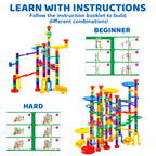 JOYIN 207Pcs Glowing Marble Run, Construction Building Blocks Toys with 5 Glow in The Dark Glass Marbles, STEM Toy for Boys and Girls, Educational Toy(147 Plastic Pieces + 60 Glass Marbles)