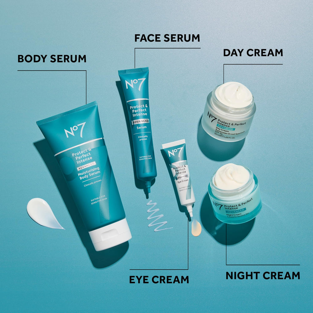 No7 Protect & Perfect Intense Advanced Night Cream Fragrance Free - Vitamin E & Shea Butter Face Cream - Fine Line Reducing Moisturizer with Collagen Peptide Technology (1.69 fl oz)