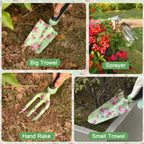 Gardening Tools, WisaKey 10 Piece Heavy Duty Garden Tools Set with Handle, Durable Fashion Garden Organizer Handbag, Ideal Gardening White Elephant Gifts Gift for Woman Mothers