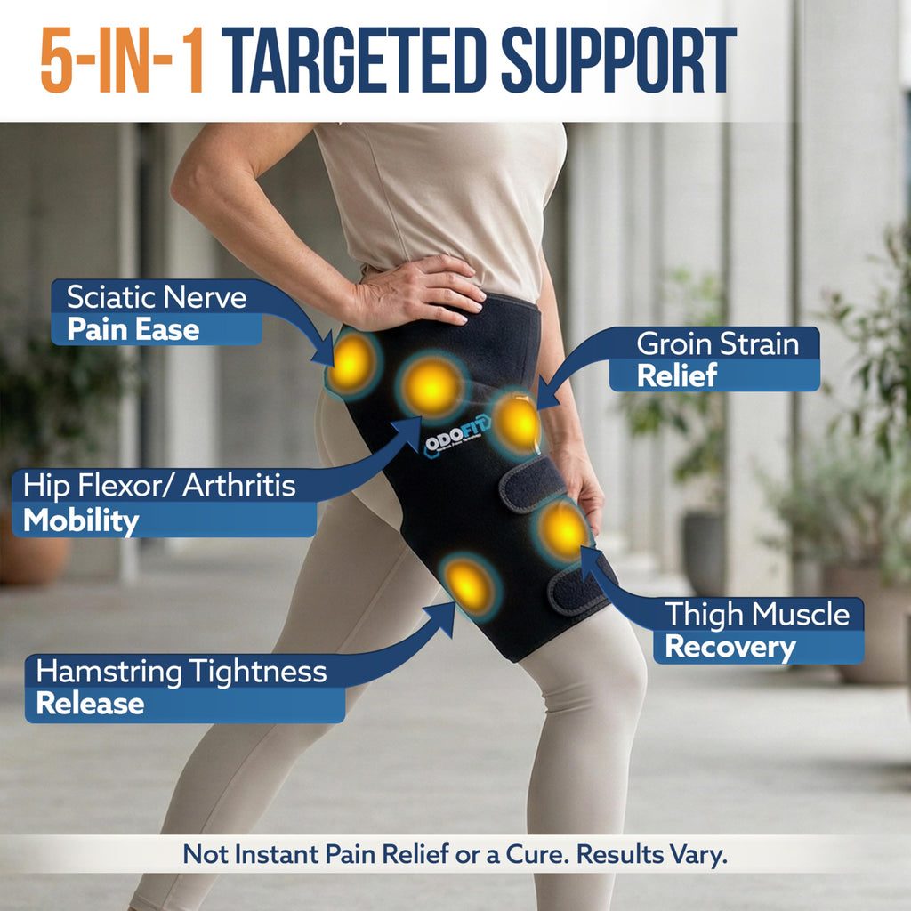 5 in 1 Hip Brace for Women Men Sciatica Pain Relief Devices - Adjustable Groin, Hip Flexor Compression Wrap for Comfortable Thigh, Hamstring & Sciatic Nerve Support, Improved Mobility & Recovery