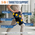5 in 1 Hip Brace for Women Men Sciatica Pain Relief Devices - Adjustable Groin, Hip Flexor Compression Wrap for Comfortable Thigh, Hamstring & Sciatic Nerve Support, Improved Mobility & Recovery
