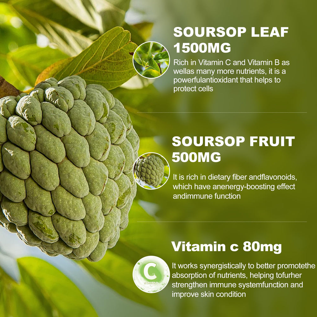 (2 Pack) Soursop Graviola Liquid Drops 2000mg，Immune Boost，Cell Support & Regeneration，Natural Antioxidant，Soursop Bitters Liquid，Soursop Extract - 98%, Sugar/Gluten Free, Natural Flavor, 4 Fl Oz