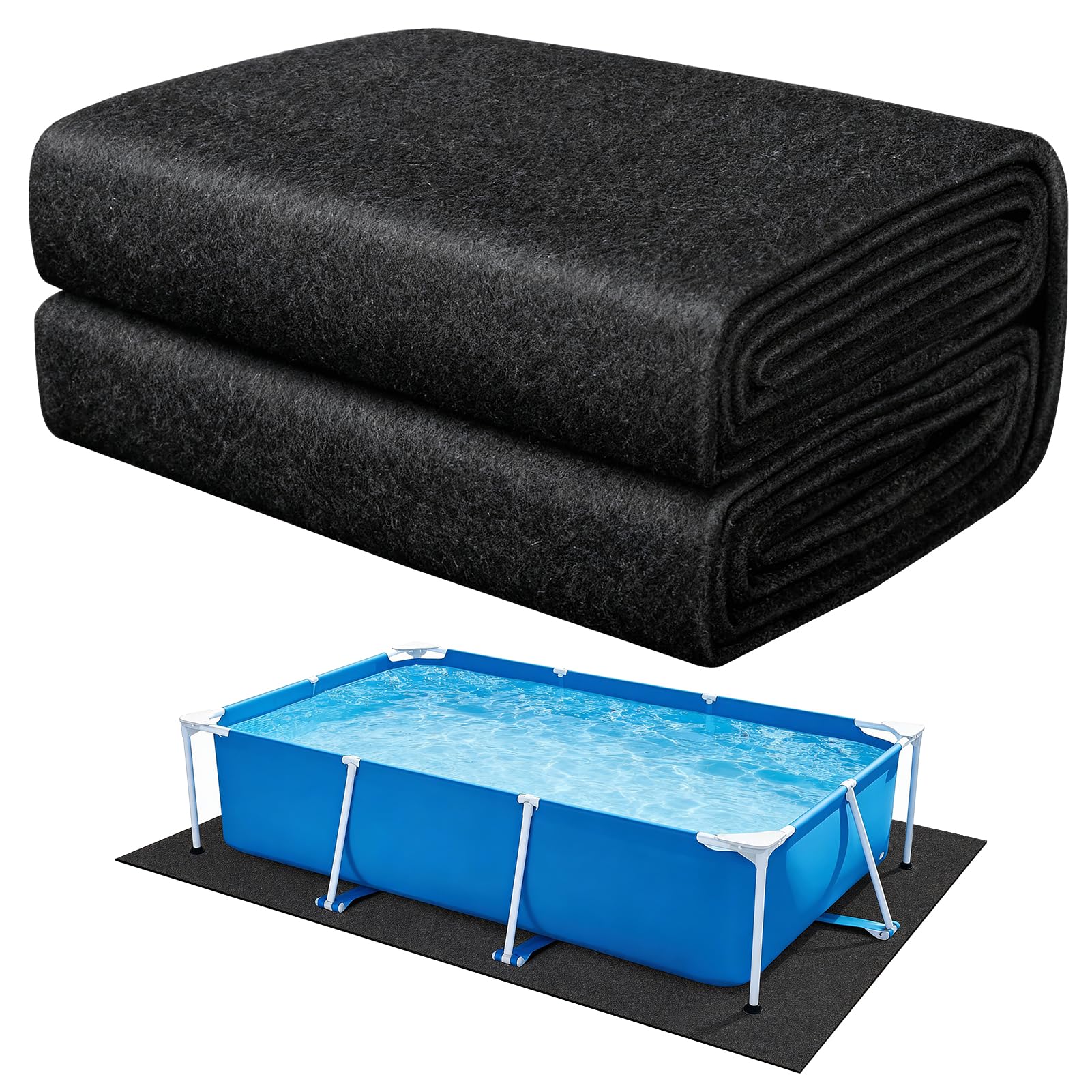 ComfyKit 9.7x6.7ft Rectangular Pool Liner Pad for Above Ground Swimming Pools,Thickened Under Pool Mat Padding,Pools Bottom Liner Protector to Prevent Punctures & Extend Liner Life