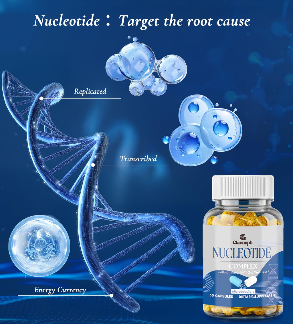 Clarusph Immunity* Supplement, Immune* Nucleotide Complex Blend 400mg Including AMP, CMP, GMP, UMP, Nucleo Immune*, 120 Capsules