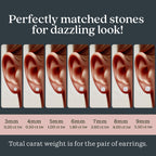 Kezef Sterling Silver Stud Earrings for Women & Men | 8mm Cubic Zirconia Earrings Studs 4-Prong Setting - 14K White Gold Premium CZ S925 Hypoallergenic