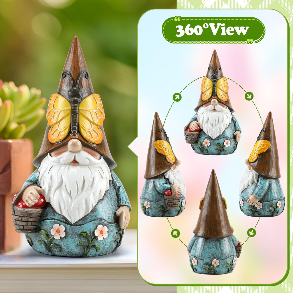 Butterfly Gnome Garden Statue Cute Resin Outdoor Gnome Nomes Gift for Women