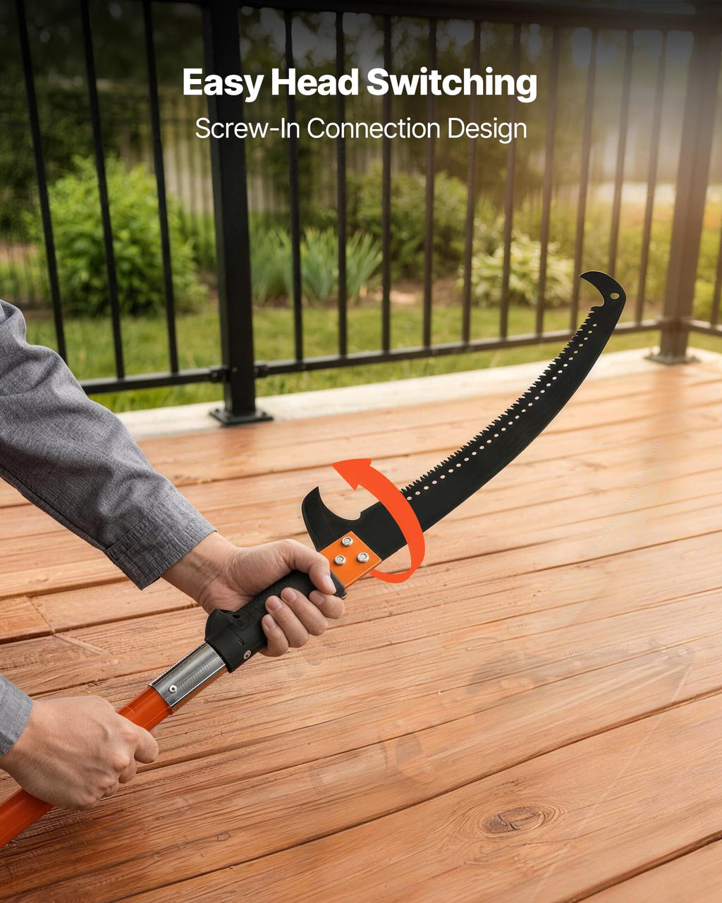 VEVOR Manual Pole Saw, 7.3-27 ft Extendable Tree Pruner, Sharp Steel Blade High Branches Trimming, Manual Branch Trimmer with Lightweight 8 Fiberglass Handles, for Pruning Palms and Shrubs