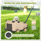 AESRAOU Mini Dog Strollers for Mini Pets, Foldable Multifunctional Shopping Carts with Extendable Pull Handle, Doggie Wagon Built-in Cushion and Safety Rope with Storage Bag (Khaki)