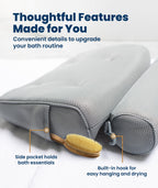 Everlasting Comfort Luxury Bath Pillows for Tub with Head and Neck Support - Non-Slip Bathtub Pillow with Suction Cups, Quick-Drying Mesh & Drying Hook - Jacuzzi & Spa Accessories for Women - Gray