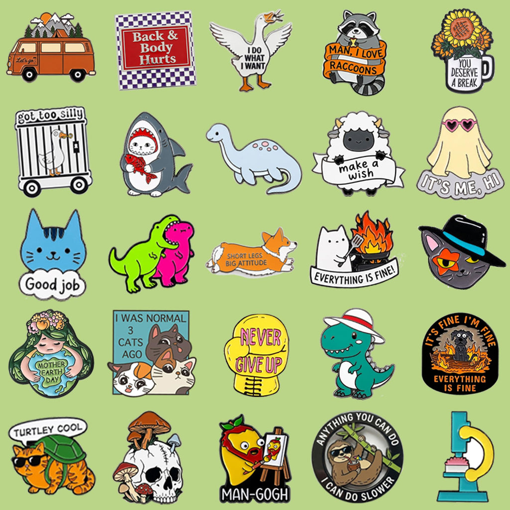 SINCCO 20/40/50 PCS Cute Enamel Pins Bulk, Funny Backpack Pins Aesthetic Lapel Badge Pins Set Assorted Enamel Brooch Pins for Backpacks, Hats, Bags, Landyards