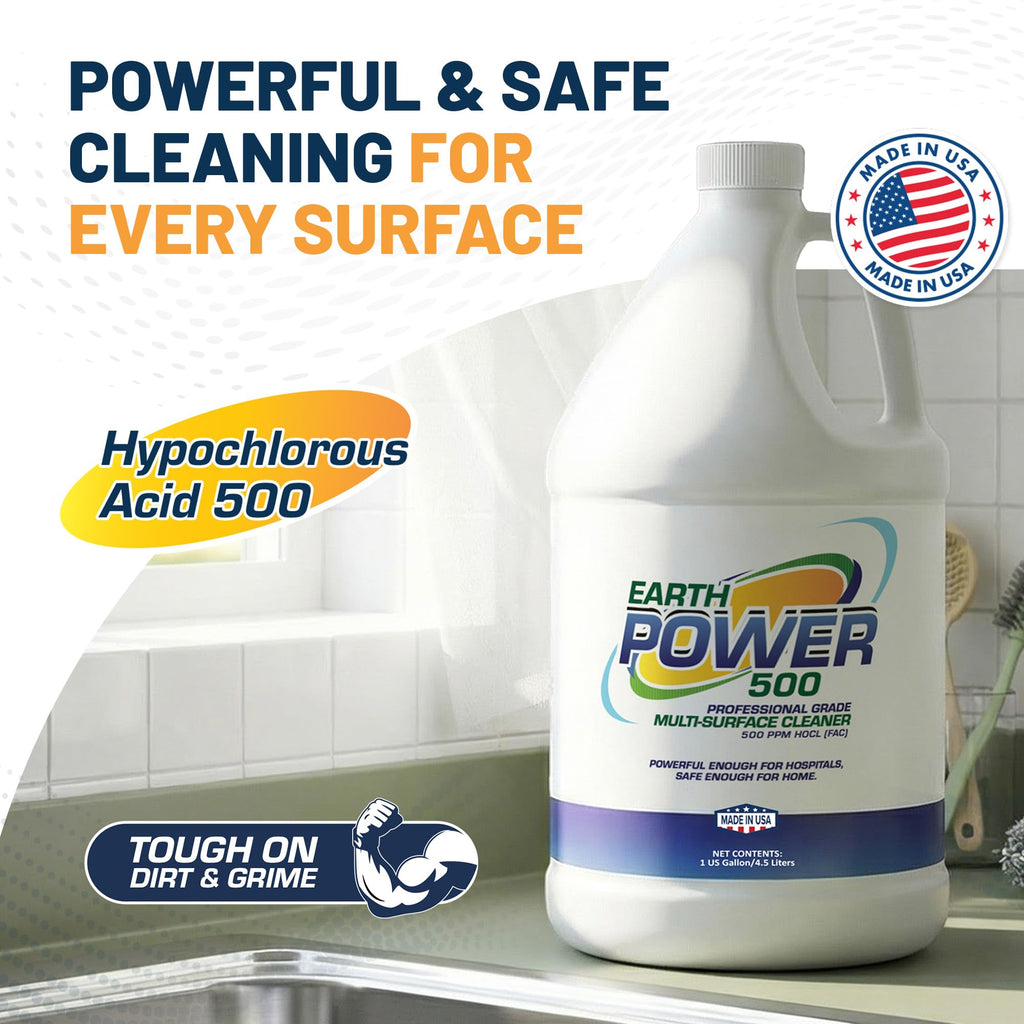 Earth Power Hypochlorous Acid 500 PPM Multipurpose Cleaner – 1 Gallon